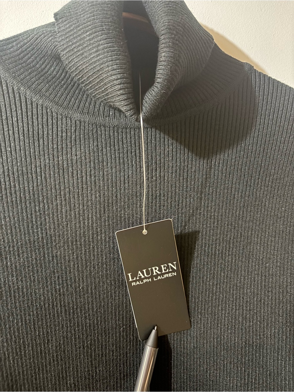 Lauren Ralph Lauren Black Amanda Ribbed Turtleneck Sweater Knit LRL Logo